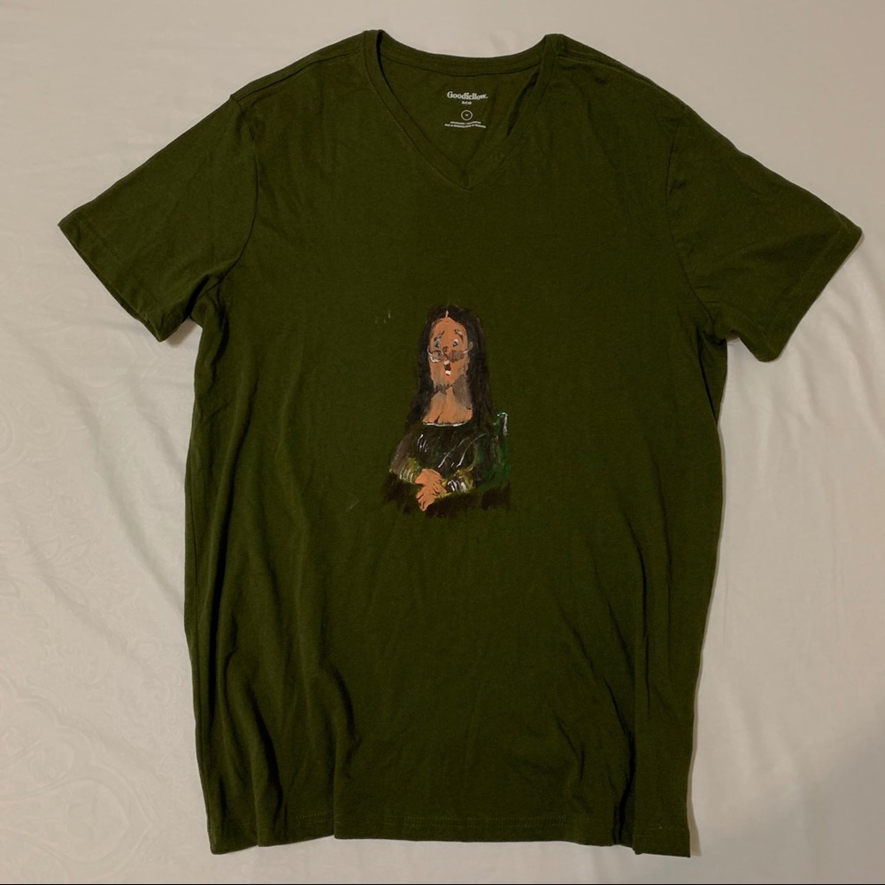 hand painted mona lisa tee